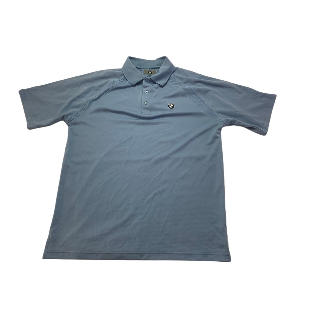 BMW Men's Blue Short Sleeve Collared Polo Shirt